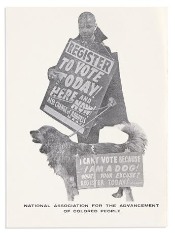 (CIVIL RIGHTS.) Group of voting leaflets: Dont Gripe Later; Youve Got It, Use It!; and I Cant Vote Because I Am a Dog.